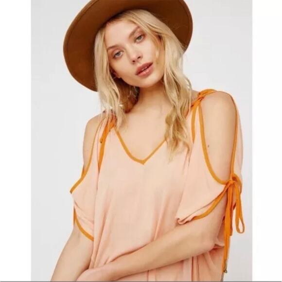 Free People Easy Morning Cutout Dress Orange Flowy Boho Maxi Women’s Size XS - Picture 3 of 12